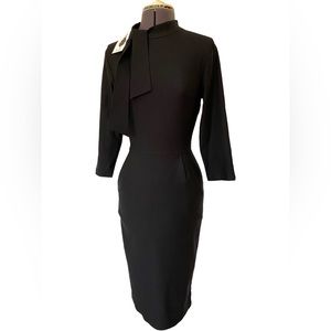 Black Body Con Dress with Tie Detail - Sz S